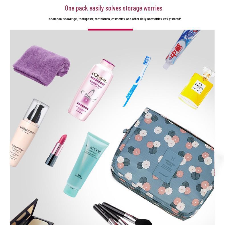 Foldable Hanging Travel Wash Bag & Makeup Organizer