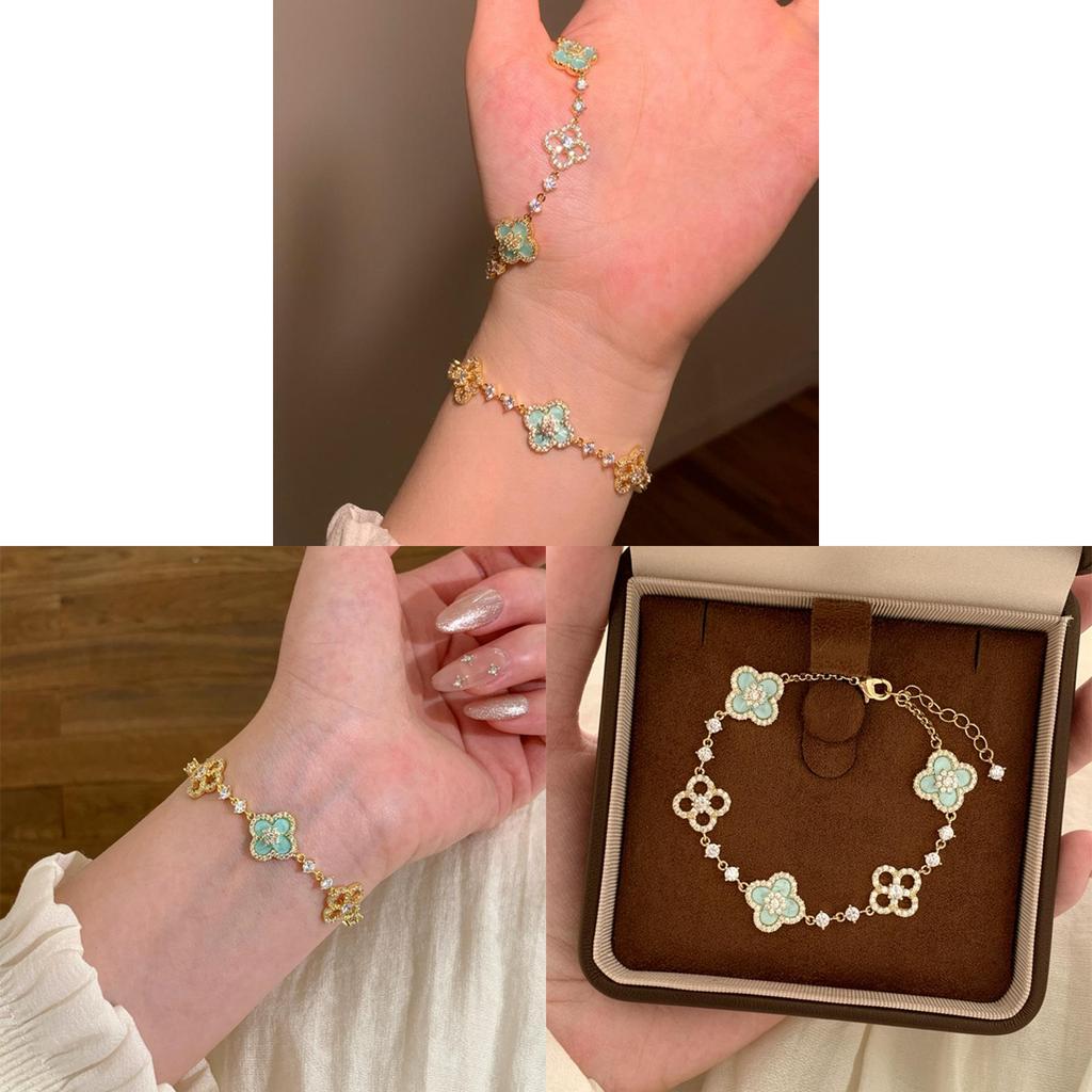 Light Luxury Clover Pendant Bracelet With Zircon Stones For Womens Fashion Gift
