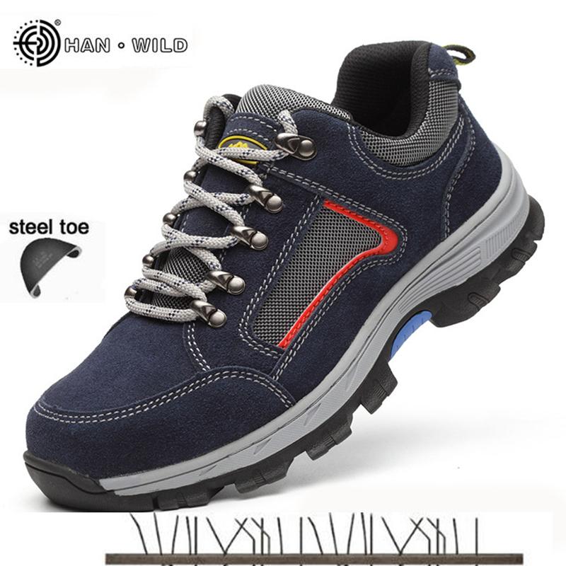 Work Safety Shoes For Men Vintage Blcak Mesh Breathable Steel Toe Cap Boots Mens Labor Insurance Puncture Proof Casual Shoe Man