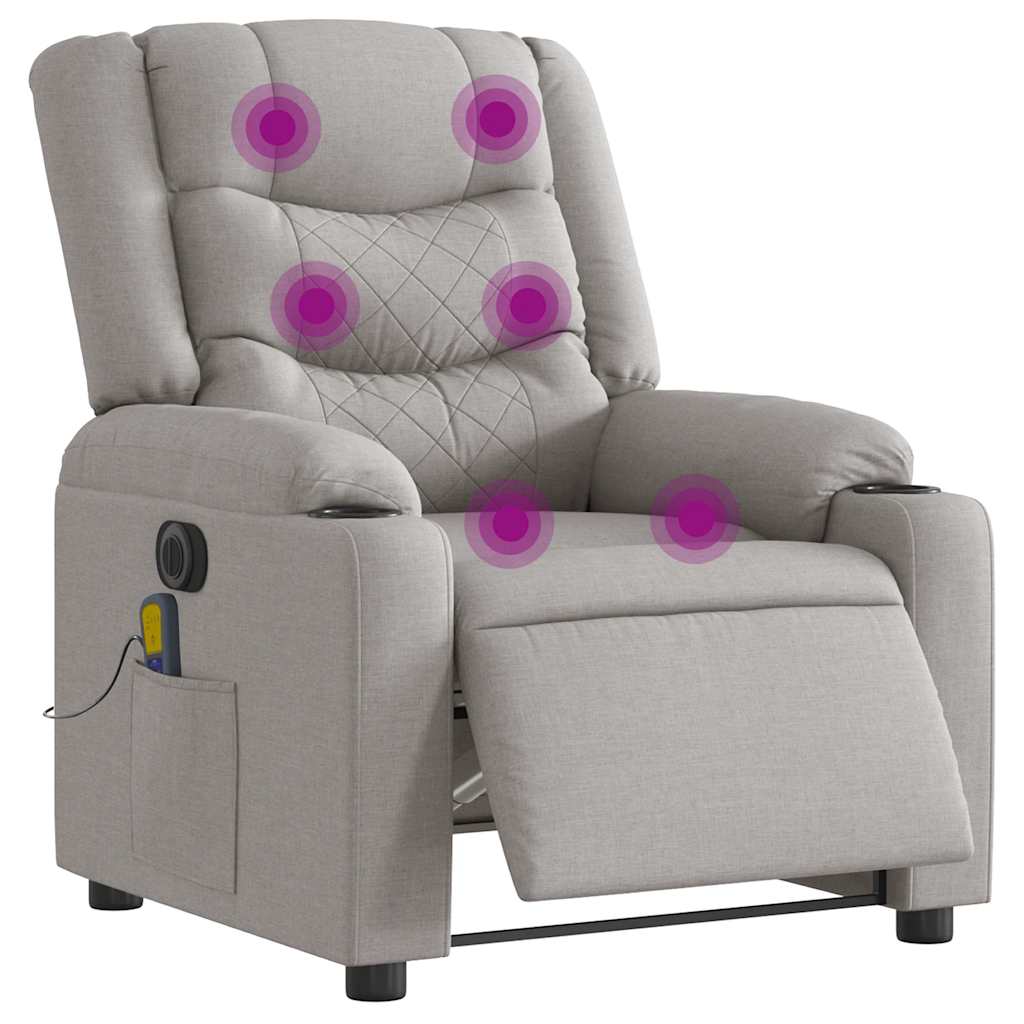 Electric Massage Recliner Cloud Grey Fabric