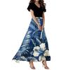 Women's Loose Casual  V-Neck Short Sleeved High Waisted Floral Print Dress Floral Print Dress