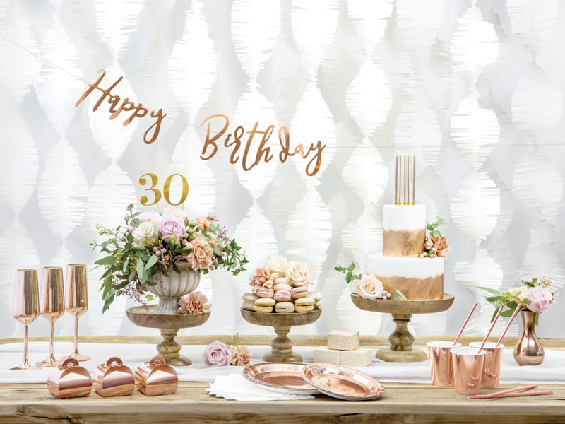 Partydeco Baner Happy Birthday Rozowe Zloto 165X62Cm