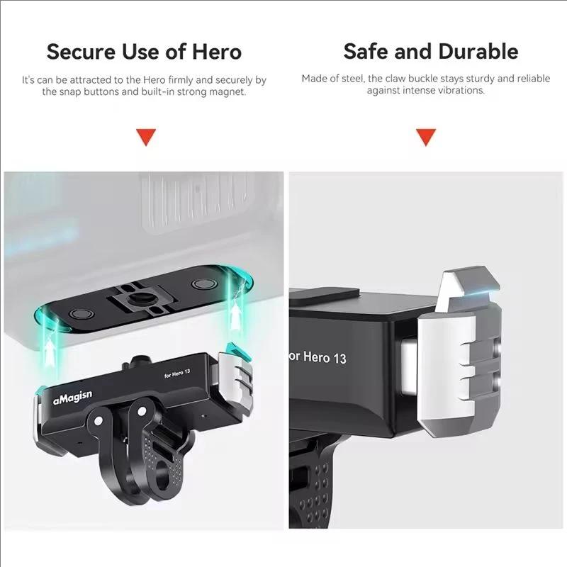 For GoPro Hero 13 Magnetic Mount - Metal Quick-Release Base with Dual Adapter Ports