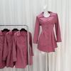 Red Striped Retro Shirt Dress with Long Sleeves - Slim Waist Design for Autumn and Spring
