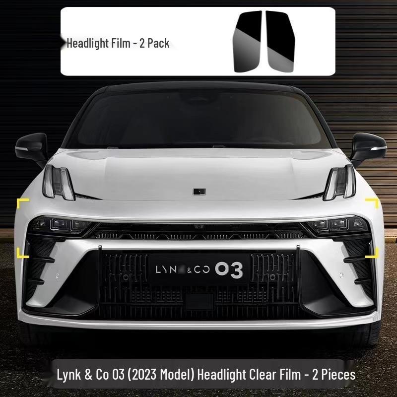 Compatible Smoked TPU Headlight & Taillight Film for 23 Lynk & Co 03+: Light-Controlled, Color-Changing Protective Film.