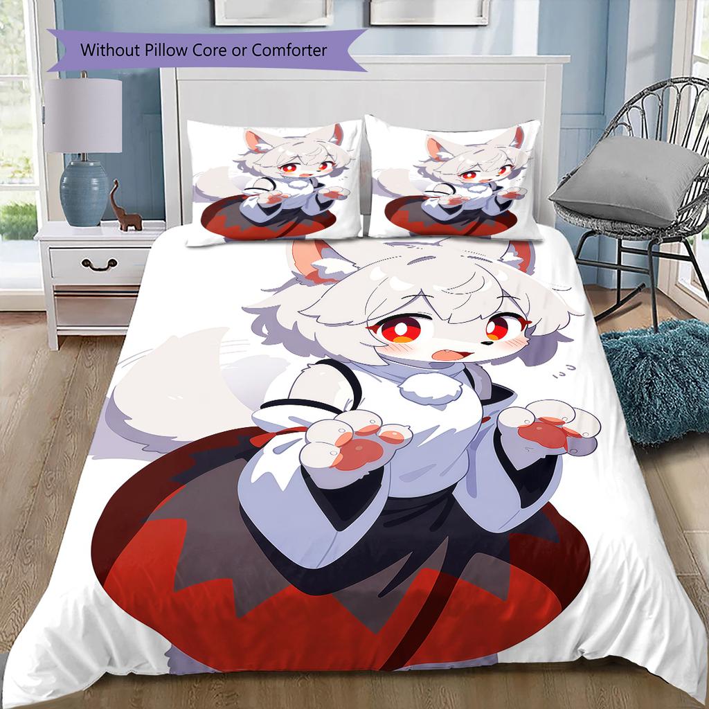 Anime Pattern Bedding Quilt Set Quilt Cover Pillowcase Home Decoration Birthday Gift (1 * Duvet Cover + 2 * Pillowcase, Without Core)