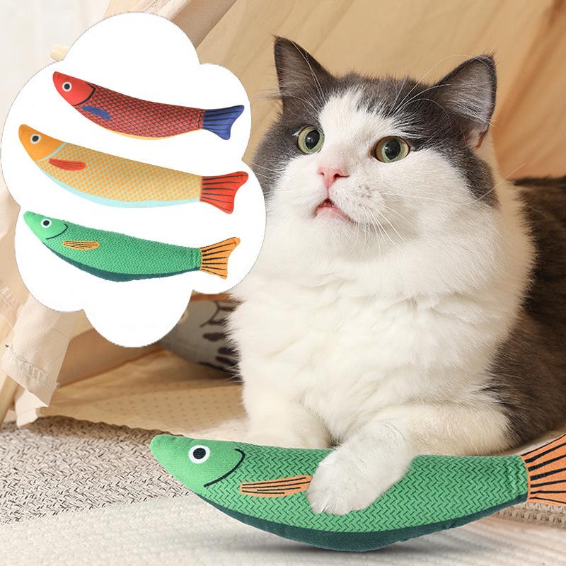 Cat Toys, Cat Teasing Pillows, Cat Plush Fish Toys, Self-entertaining Plush Printed Toys, New Fish Making Sounds Toys