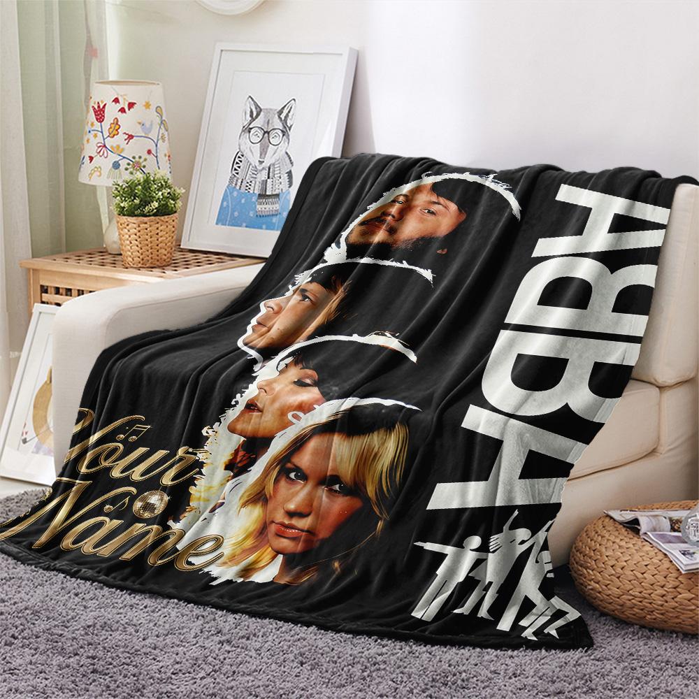 1 יחידה שמיכת פלנל מודפסת בדוגמת ABBA The Movie עם שם מותאם אישית מתאימה לכל העונות לקישוט הבית חום ונוחות מתנות מתנת חג -HE6