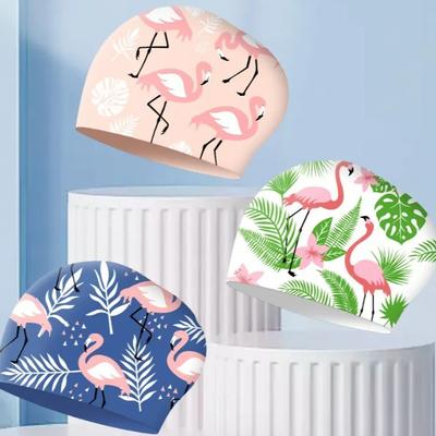 Large Swimming Caps Women Fashion Print Ear Protection Long Hair Waterproof Silicone Swim Cap Swimming Hats Swimming Accessories