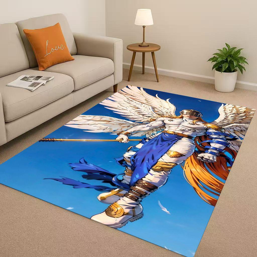 Angewomon Cartoon Digimon Adventure Living Room Non Slip Area Rug Soft Carpet for Bedroom Sofa,Easy Clean Home Doormat Playmat