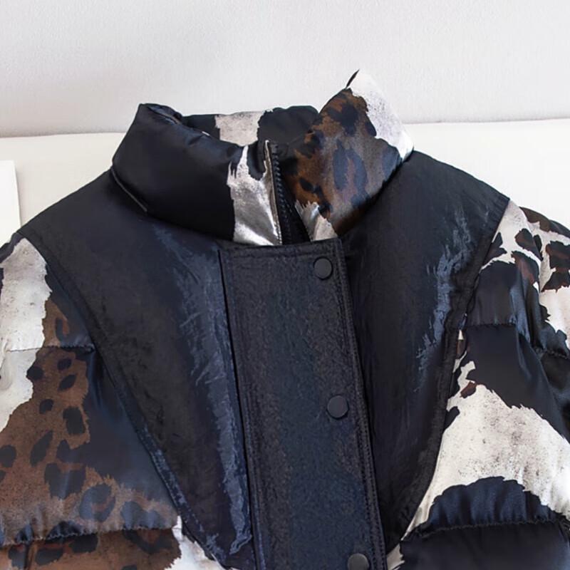 Women's Loose Fit Leopard Print 90% Duck Down Jacket