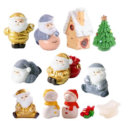 2-12pcs/Set Christmas Miniature Santa Claus Sled Reindeer Gift Train Terrarium Figurines Fairy Garden Decor Snow Landscape Model