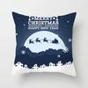 Home Decor Christmas Blue Snowflake Merry  Santa Print Polyester Cushion Cover Pillowcase Funda De Almohada