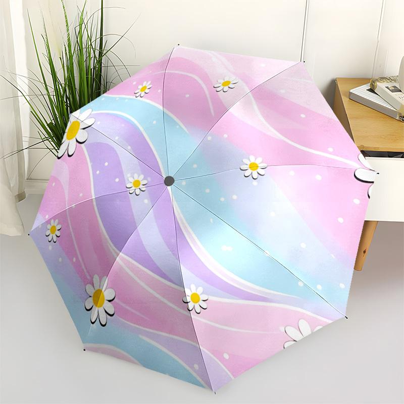 

1pc Pastel Waves Automatic Opening/Closing Folding Umbrella with 8 Ribs,Windproof Portable Sunshade Umbrella Holiday gift yy260401085