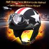 Half Open Face Motorcycle Helmet with Goggles Visor Scarf Biker Scooter Touring Helmet Retro Vintage Style Motocross Motorbike