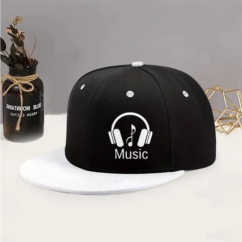 Casquette de Baseball Graphique Noire Casque Audio Casquette Unisexe Polyester Style Rue Chapeau d'Extérieur Réglable