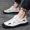 New Summer Breathable Men Sandals Roman Sandals Handmade Leather Men Casual Shoes Platform Outdoor Mens Beach Sandals