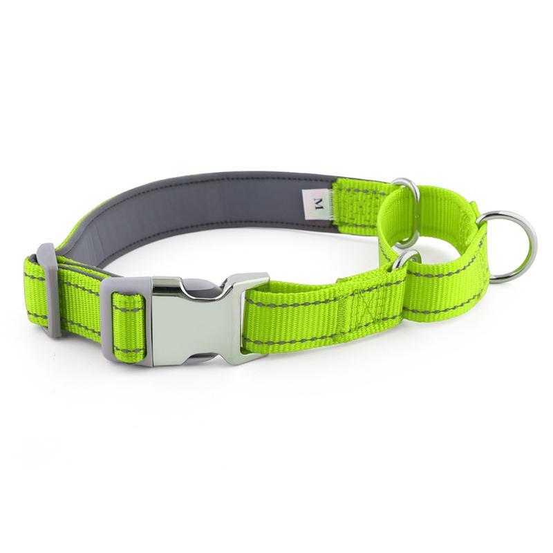 Portable Reflective Nylon Dog Chain Collar Adjustable Soft Diving Fabric Lining Outdoor Safety Cat Dog Collar Collier Pour Chien