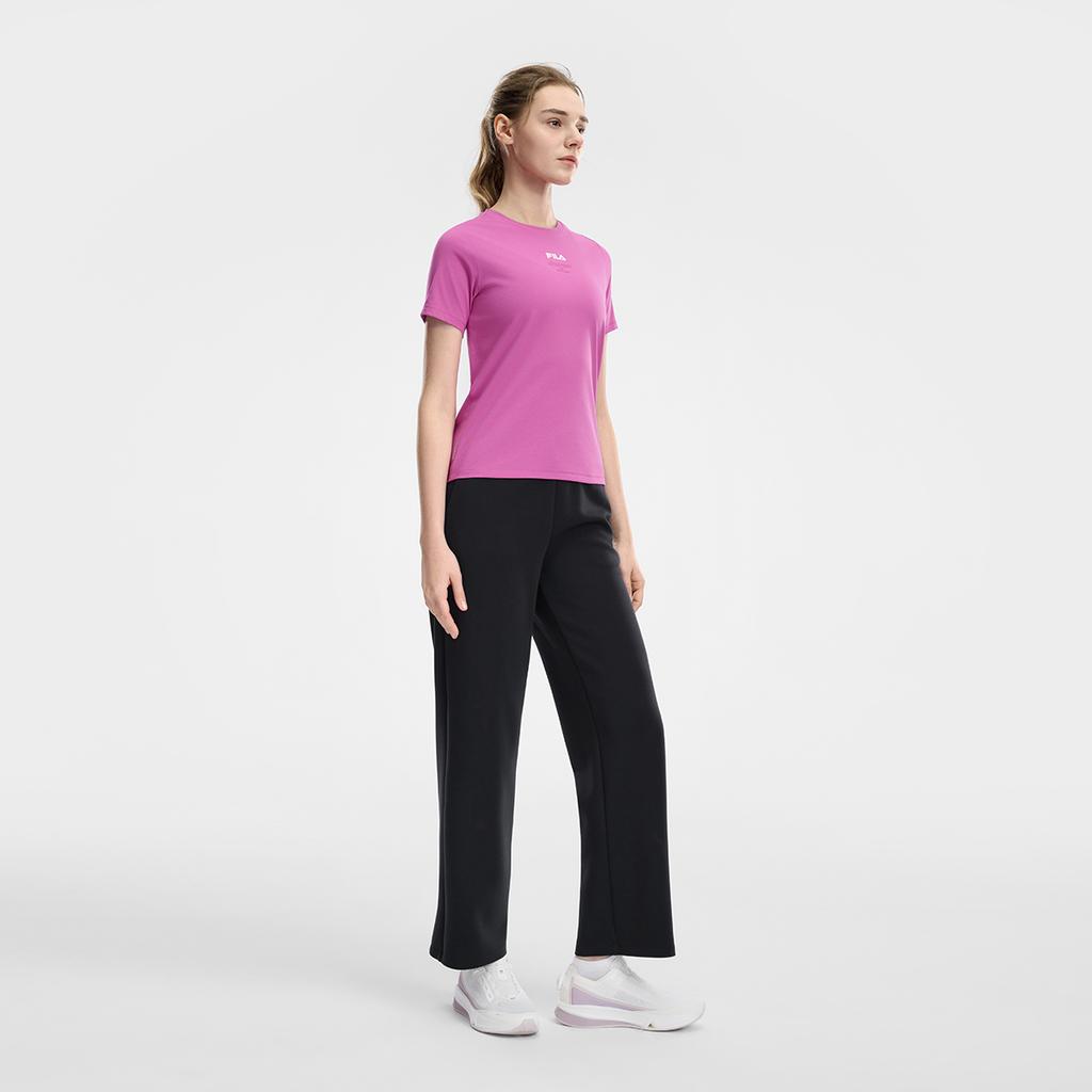 Fila Fitness Basic Comfortable Short Sleeve T-Shirt Women Tops Rose-Purple A11W621102FVT