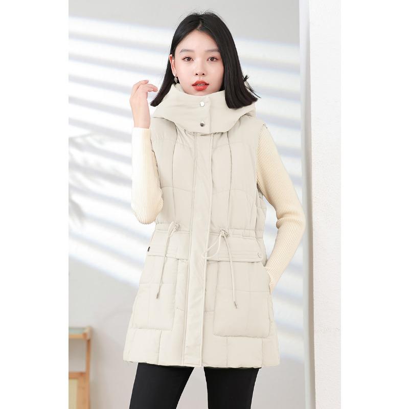 Autumn and winter fashion new waist medium and long down cotton vest large pocket thickened vest vest jacket