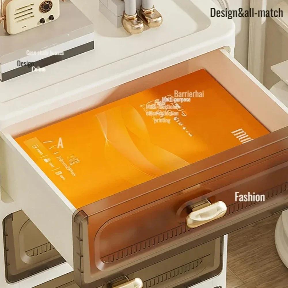 Home Storage Cabinet Bedside Table Stackable Plastic Cabinet Multi-layer Drawer Foldable Organizer Snack Toys Chest of Drawers