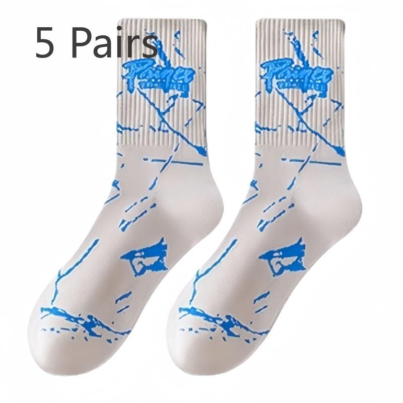 5 Pairs of Men's Spring and Autumn Pure Cotton Tube Deodorizing New Youth Sports Basketball Socks