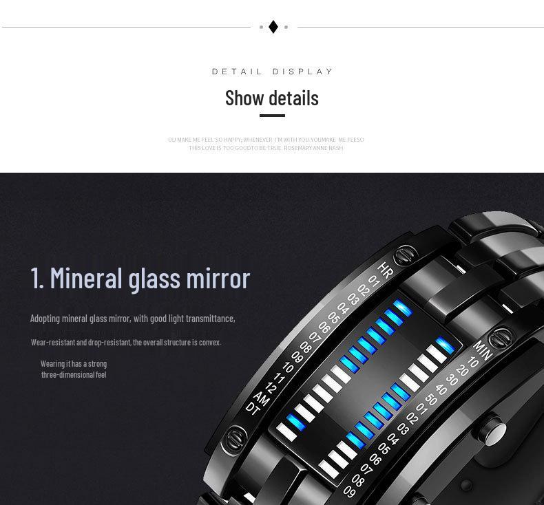 Koreanische Trendige LED Iron Man Dual-Line Binäre Mode Paar Studentenuhr