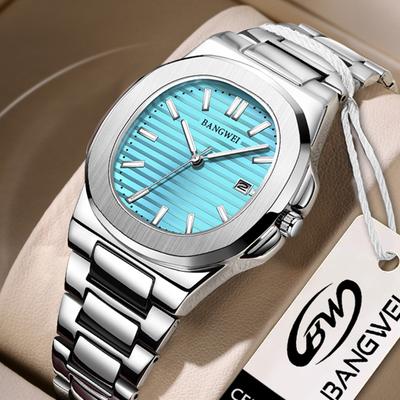 New  Luxury Watch Men Business Waterproof Male Clock Luminous Date Stainless Steel Square Quartz Men Watch Reloj Hombre