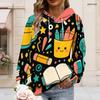 Bedruckter Hoodie für Damen Langarm Mit Kordelzug Kapuze Kängurutasche Pullover