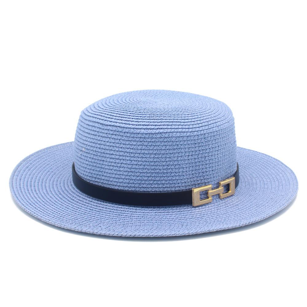 French Flat-top Straw Hat Women's New Spring and Summer Seaside Beach Hat Outdoor Sunscreen Sunshade Retro Straw Top Hat