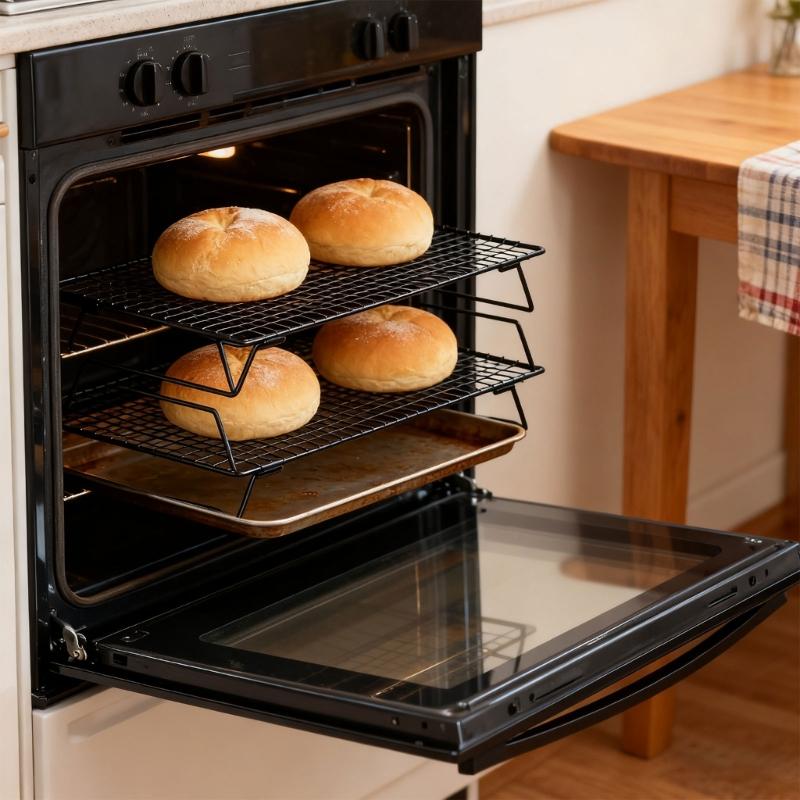 4 Piece Tiered Oven Cooling Rack Set Heat Resistant Carbon Steel Grids for Cakes Cookie Baking Essential