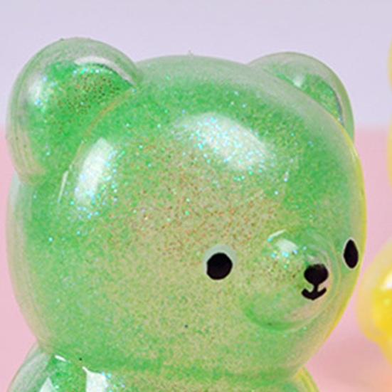 Glitter Bear Squeeze Toy Stress Relief Foam Bead Filled Bear Sensory Toy Anxiety