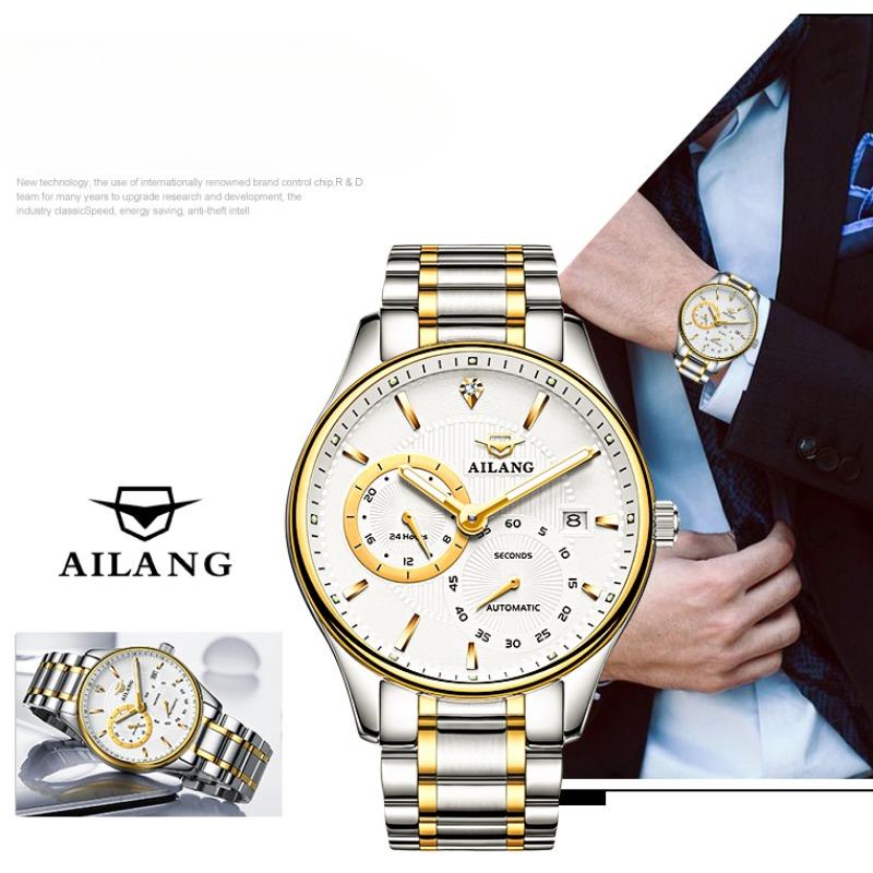 AILANG Watch Herre Automatisk Mekanisk Klokke Kalender Vanntett Mote Trendy Casual Herreklokke