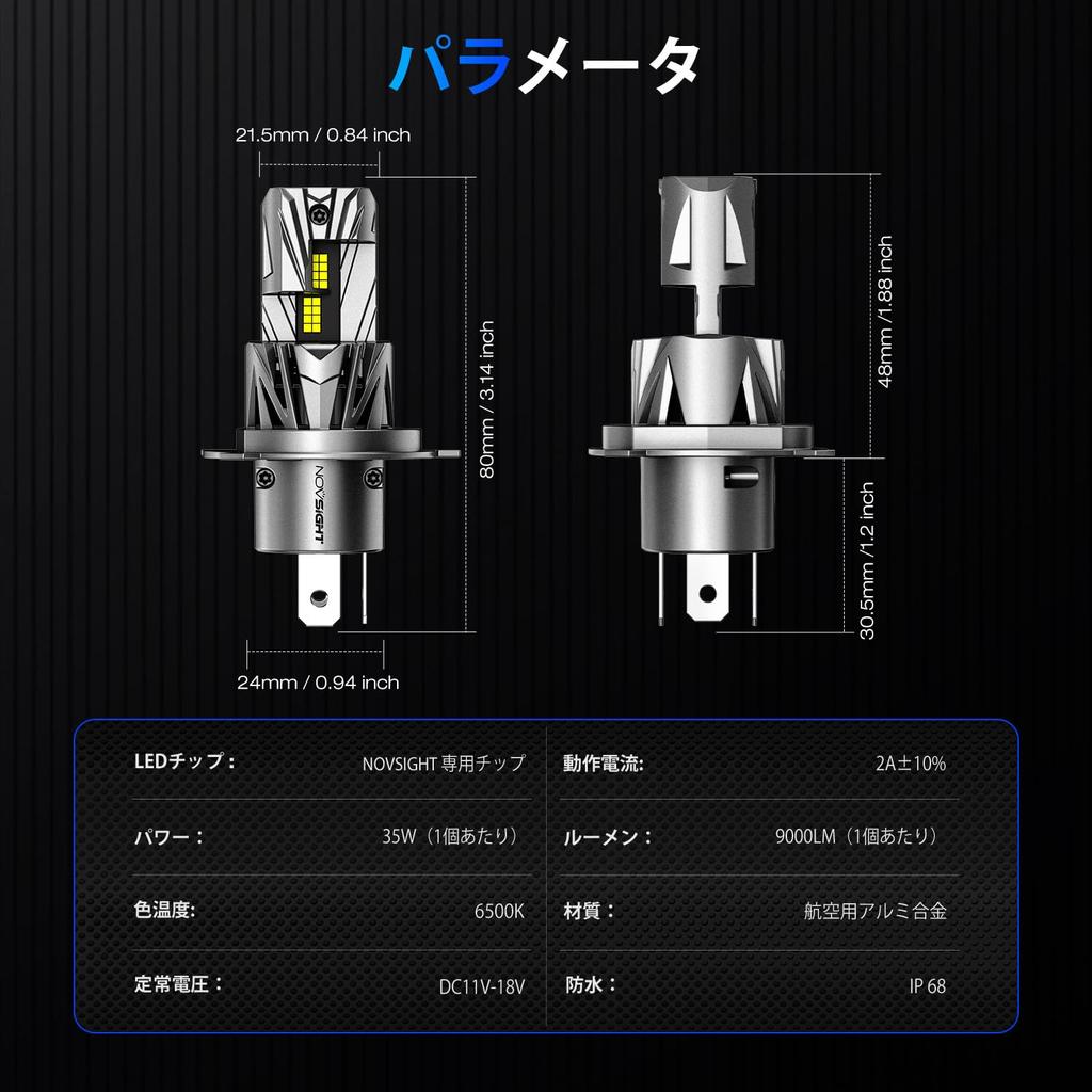 NOVSIGHT H4 LED koplamp Hi/Lo voertuigkeuring compatibel voor motorfietsen/auto's