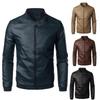 Pánská jarní podzimní nová kožená bunda Módní špičková trendy motocyklová bunda Korejský styl Slim fit Stojáček Svrchní oblečení