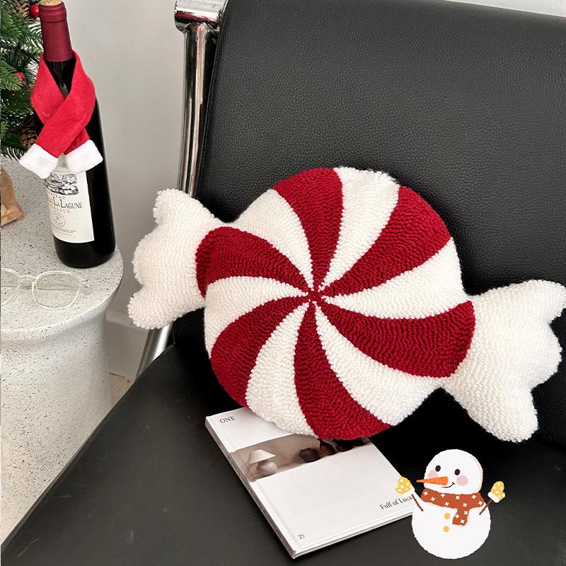 Snowflake Candy Embroidery Christmas Pillow - Creative Irregular Sofa Cushion