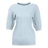 Damenmode Rundhalsausschnitt Einfarbig Blasenärmel Kurzarm Hohl Fit Strickpullover Top