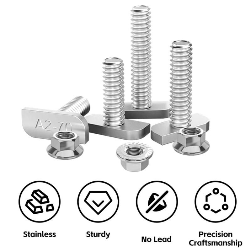 Strong T Slot Screw Set M8x20mm Hammers Head Design Screws set for Industrial Aluminum Rail & Greenhouse Application
