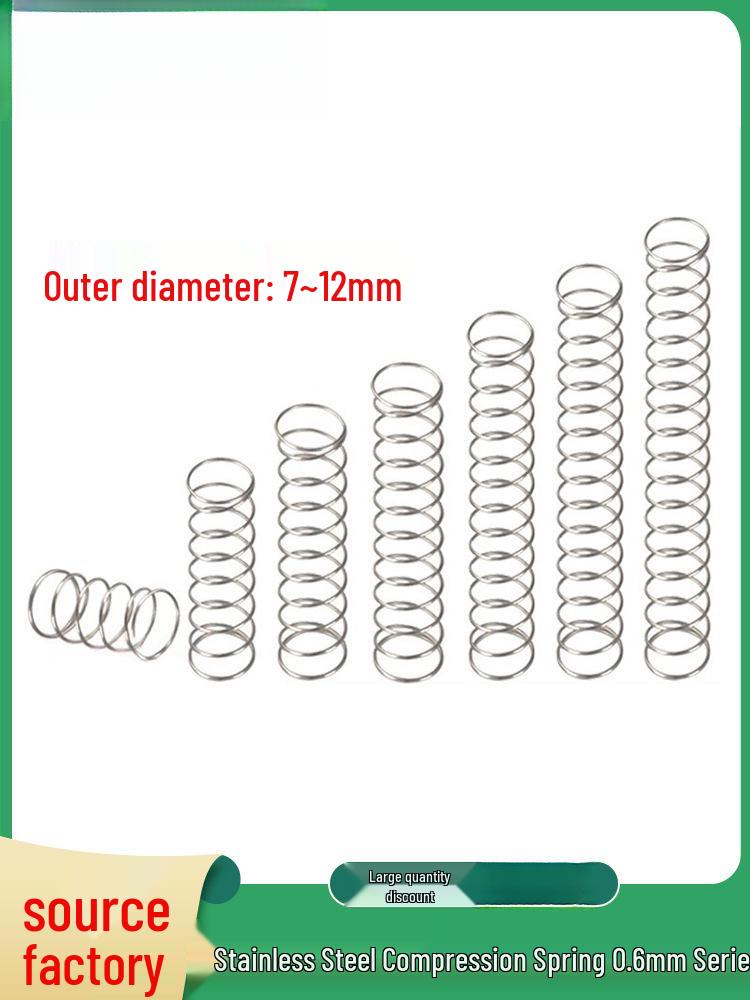 Y-förmige Edelstahl-Druckfeder, 0,6 mm Draht, 7-12 mm Außendurchmesser