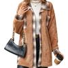 Warm Winter Women Fleece Coat Mid Length Plaid Single Breasted Lapel Outerwear Europe America
