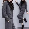 2025 Autumn/Winter Women's Herringbone Wool Coat & Wide-Leg Pants Set