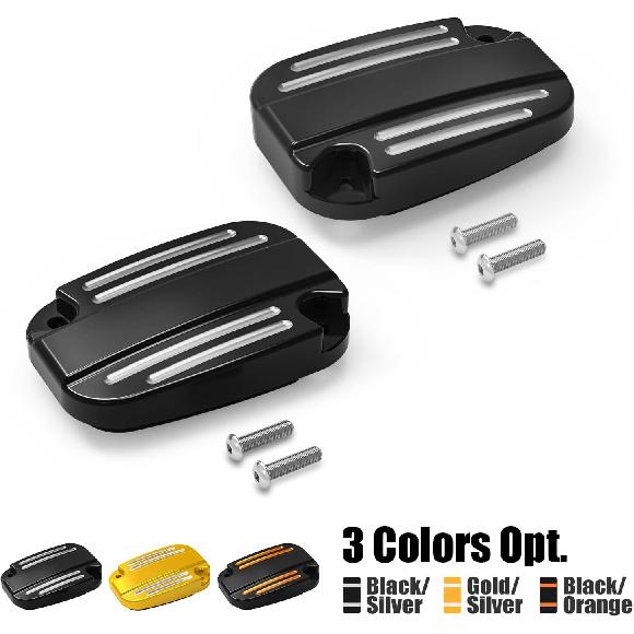 NICECNC Black Left & Right Clutch Brake Reservoir Cover with Rubbers/Gaskets Compatible with Harley Electra Glide Standard FLHT 2019-2020,