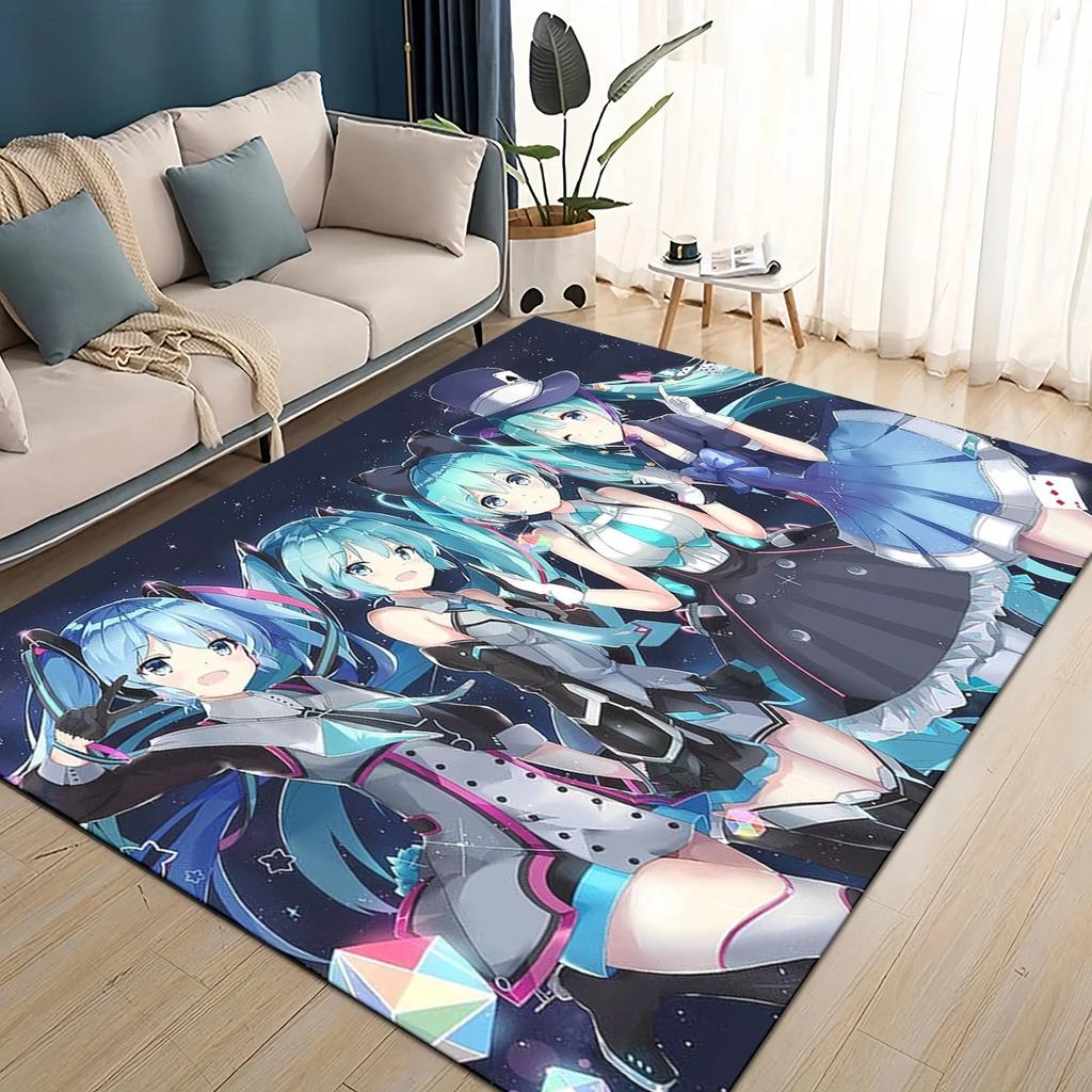 3D M-MIKUS Music VOCALOID Cartoon Girl Rug Carpet for Living Room Bedroom Home Decor,kids Play Non-slip for Sofa Doormat