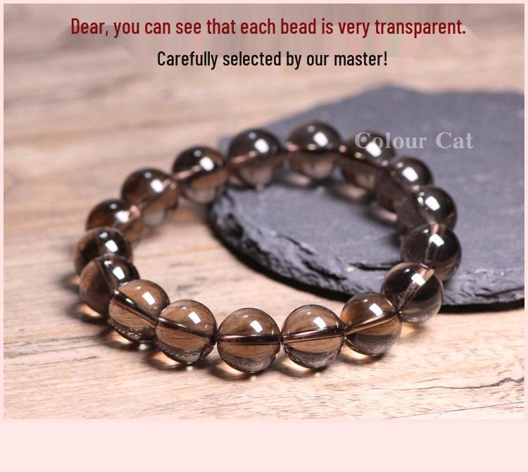 Natürliches brasilianisches Citrin & Rauchquarz Armband: Unisex Einsträngiger Kristallschmuck