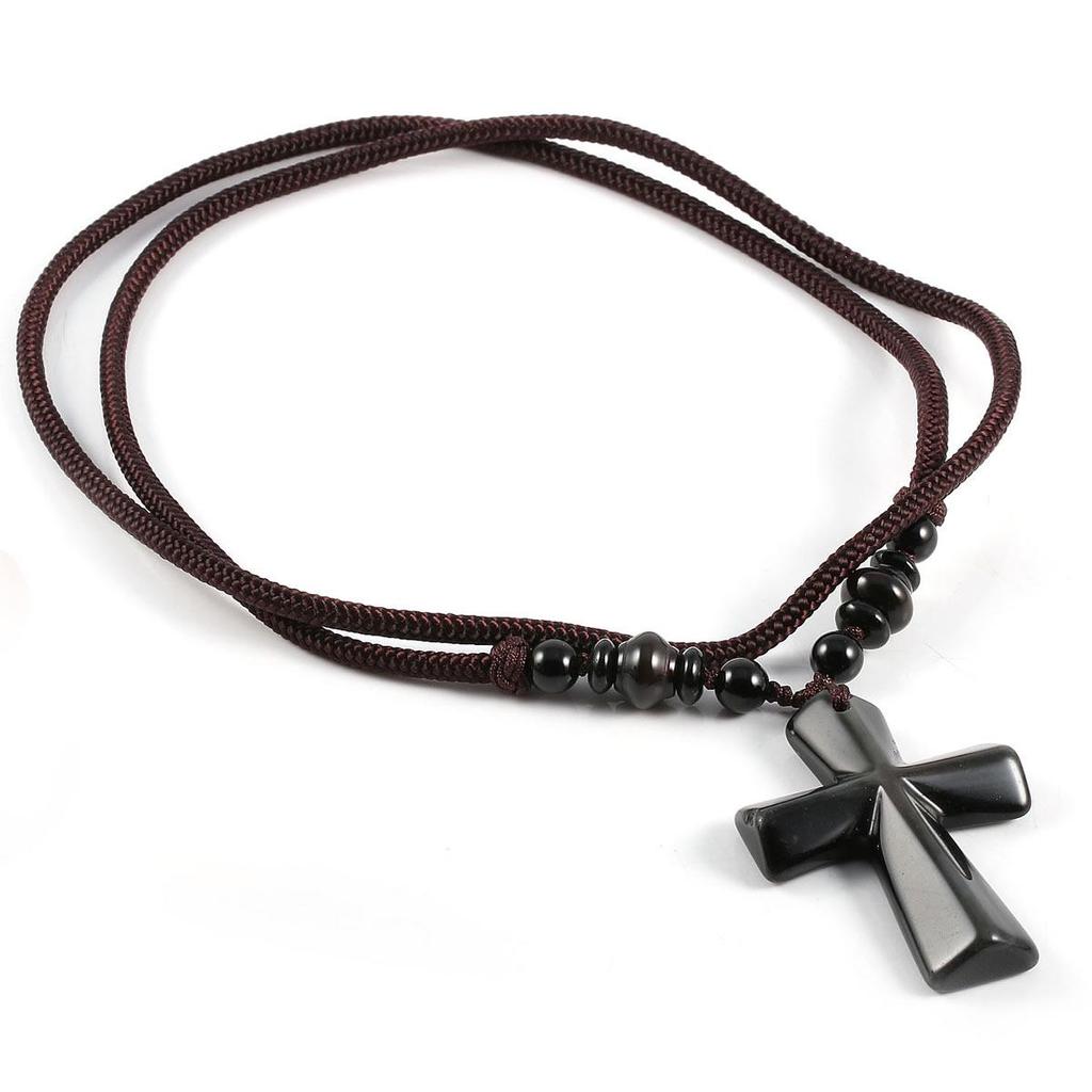 New Style Necklace 66 Cm with Cross Agate Pendant Charms for Elegant Women Wedding Clothes Jewelry