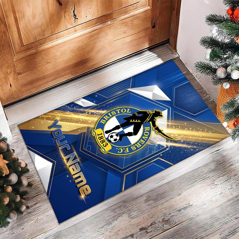 Bristol Rovers Printed Crystal Velvet Rug Non‑Slip Crystal Velvet Carpet For Sofa Bedroom Indoor Home Decoration