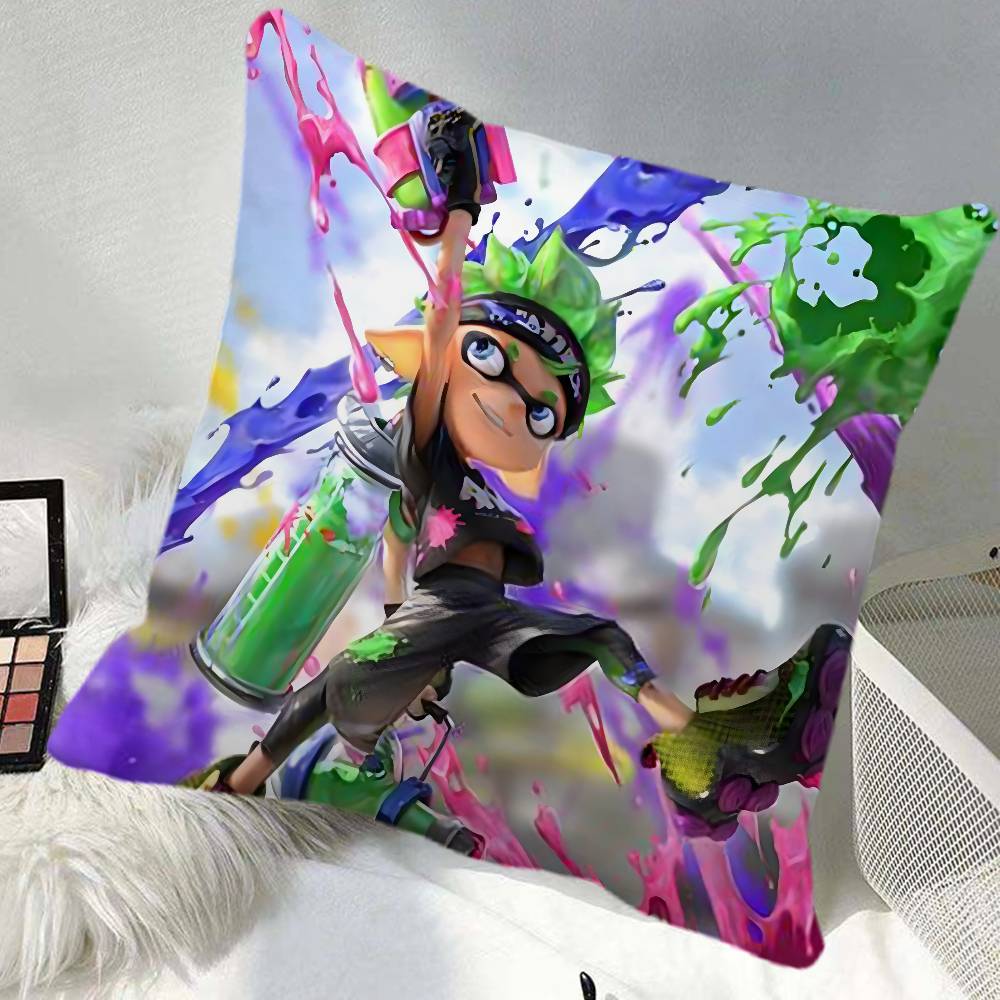 SSplatoon  Video Game Splatoon Pillow Case Square Pillow Bedroom Sofa Leisure Comfort Cushion Car Home Decoration