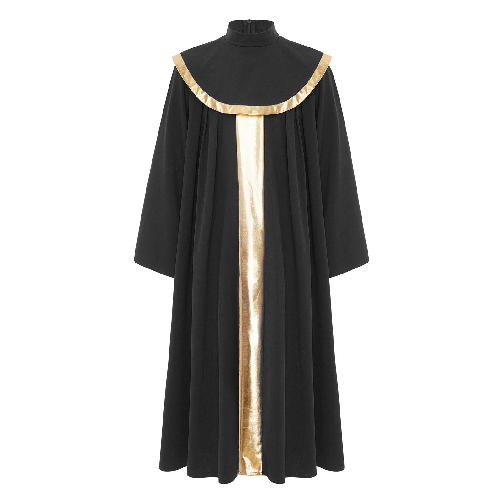 

Хорний халат для хлопчиків та дівчаток, костюм для поклоніння та танцю, з коміром-стійкою, довгим рукавом, потайною блискавкою на спині, металізована сукня 13-14 Years чорний