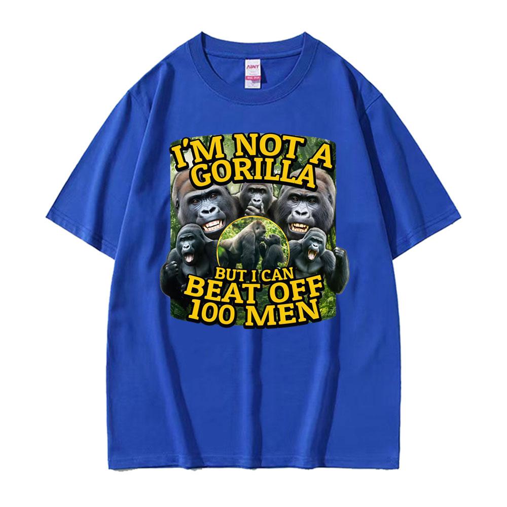 Funny Gorilla Vs 100 Men Meme Graphic T Shirts Men's Women Vintage Fashion Summer T-shirts Casual Summer High Quality T Shirt