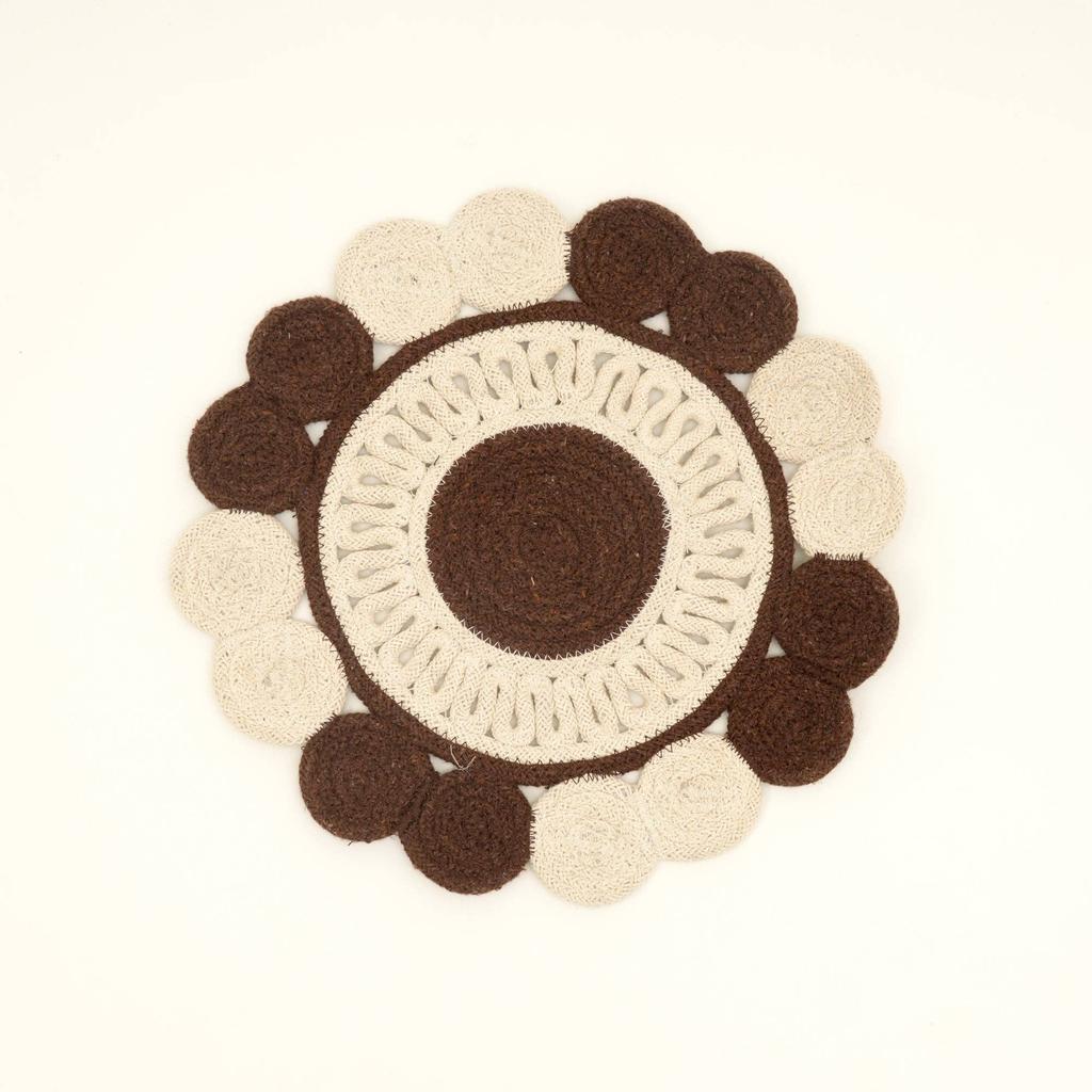 Brown Cotton Braided Placemat -Handcrafted Durable Table Mat for Dining